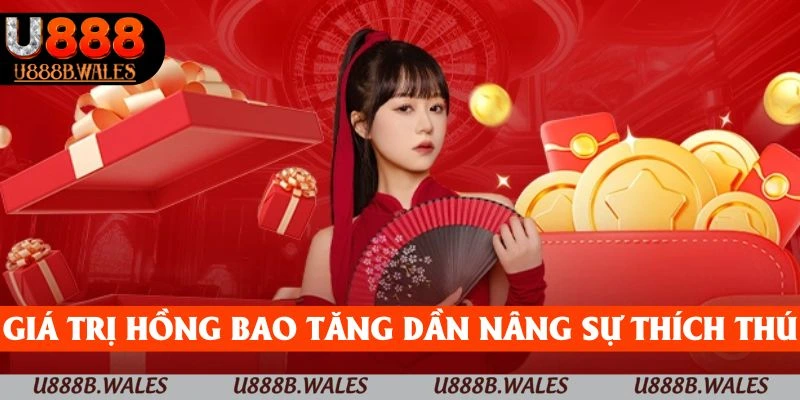 Lì Xì Mỗi Ngày U888 - Nhận Quà Độc Quyền Mỗi Khi Đăng Nhập 3 Giá trị hồng bao tăng dần khiến thành viên thích thú